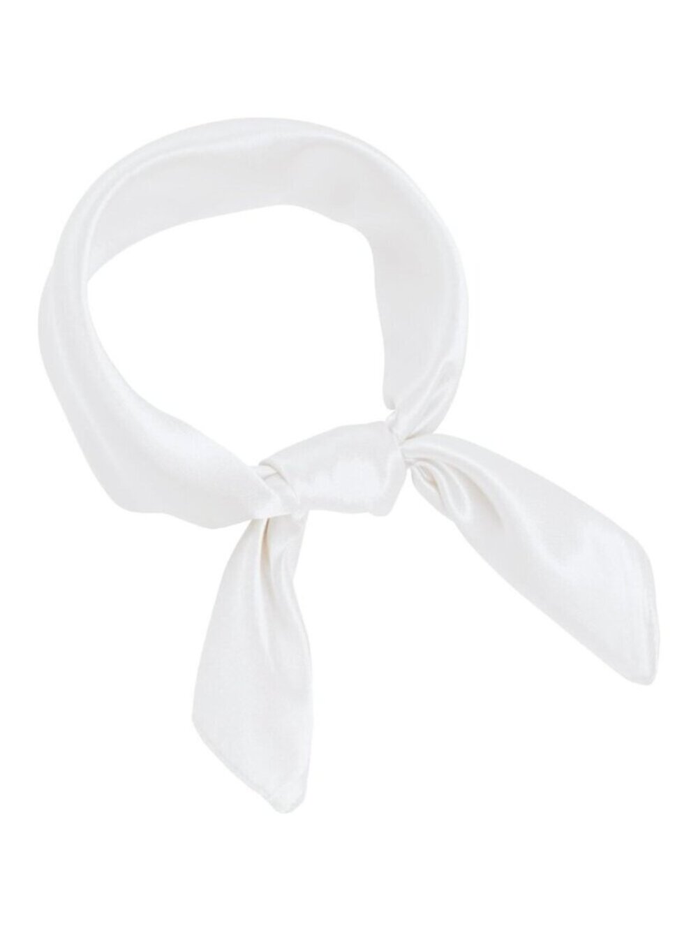 Women White Chiffon Square Ribbon Neck Scarf Satin Handkerchief For Halloween